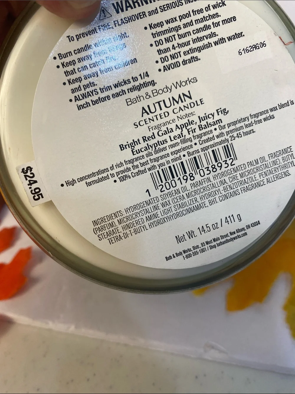 “Autumn” Bath & Body Works NEW 3 Wick Candle